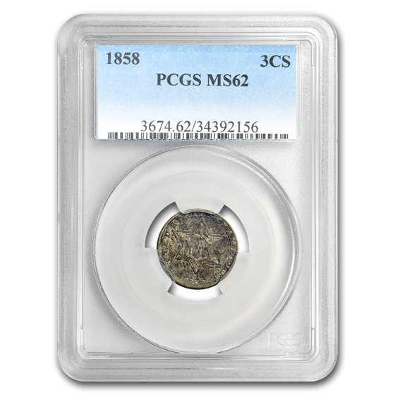 1858 Three Cent Silver MS-62 PCGS 1858 Three Cent Silver MS-62 PCGS